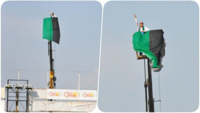 Crazy Football Fan Hires A Crane To Watch Football After Getting Banned